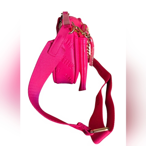 Juicy Couture Hot Pink "Double Trouble" Crossbody Bag with Chain Accent - Picture 2 of 10